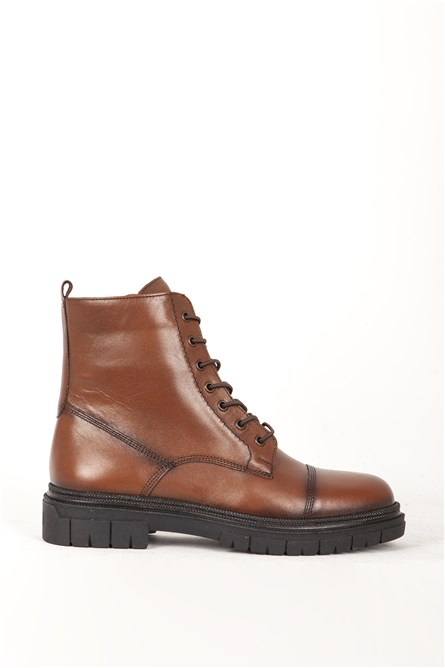 Botas Femininas de Couro Genuíno 66245 - Marrom #405727