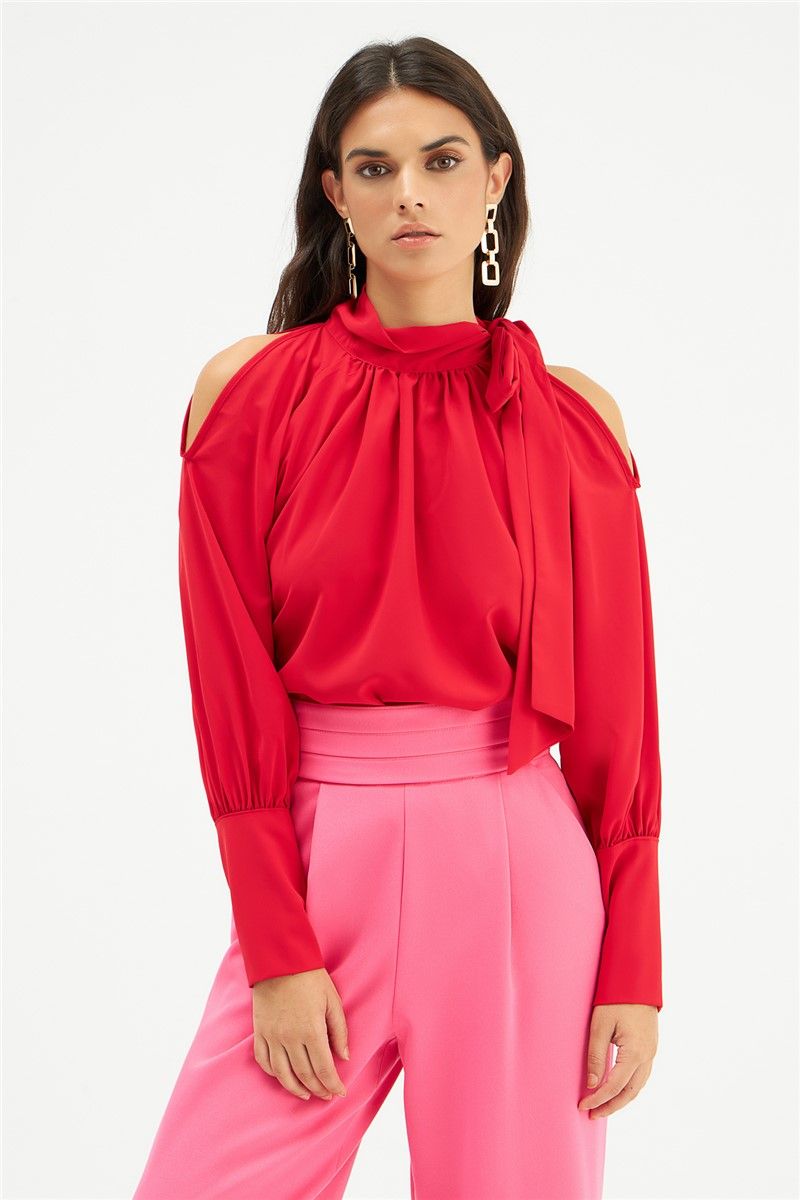Women's blouse with shawl collar - Red #361196