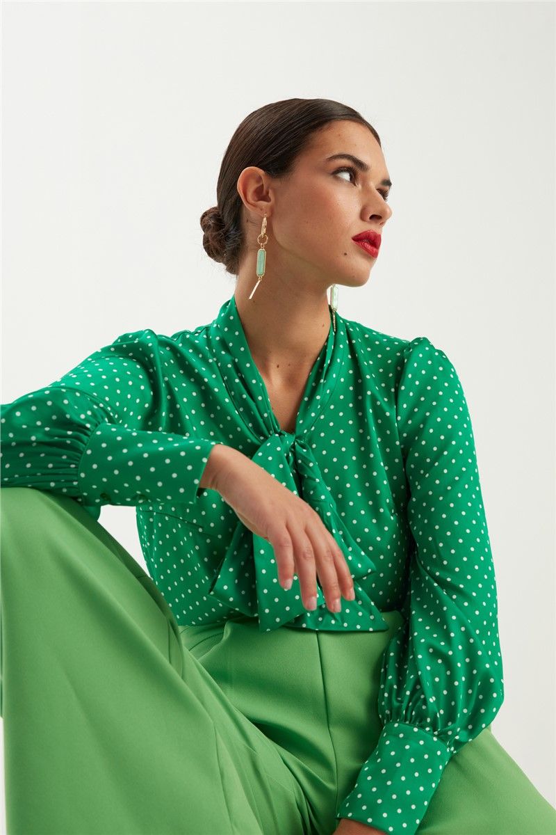 Women's blouse with shawl collar - Green #361206