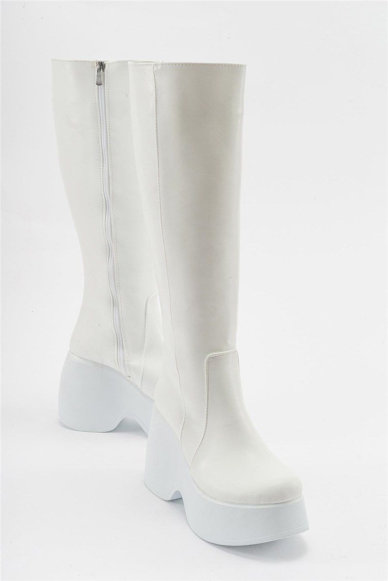 Stivali con plateau da donna - Bianco #410866