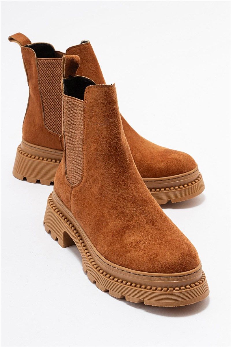 Women's suede boots with side elastics - Taba #403709