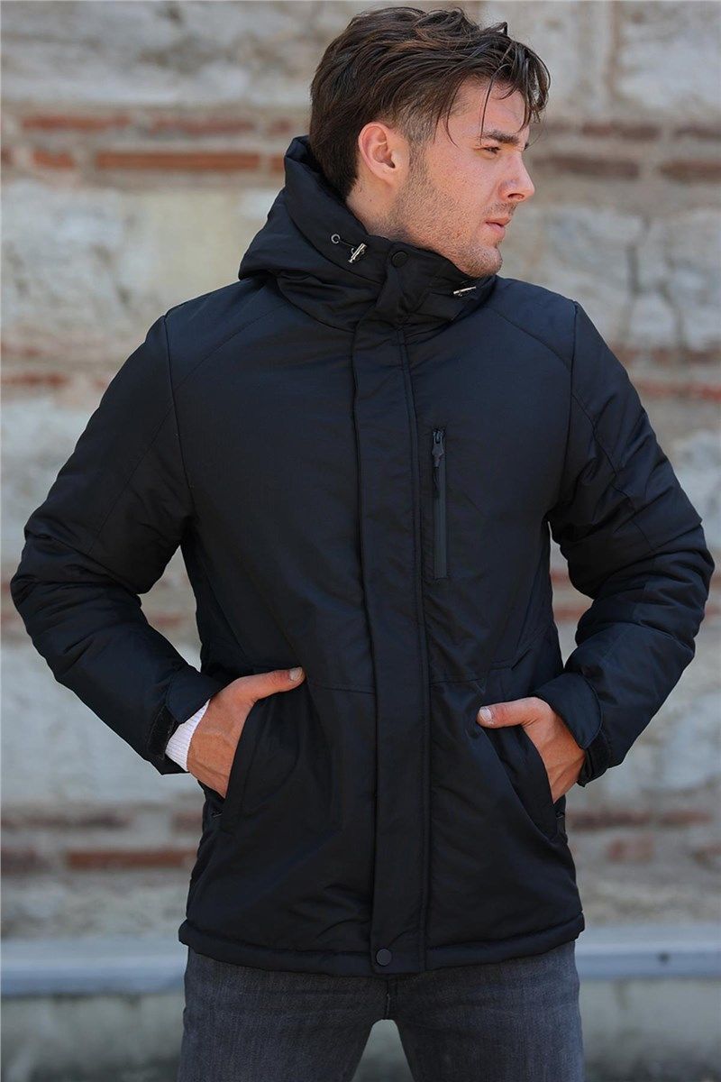 GPA-170 Men's Waterproof Windproof Hooded Jacket - Black #409108