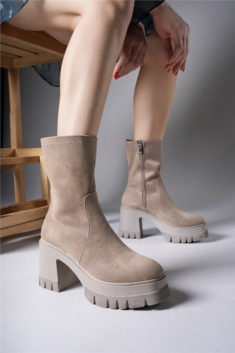 Women's Suede Platform Boots 0012634 - Color Mink #410077