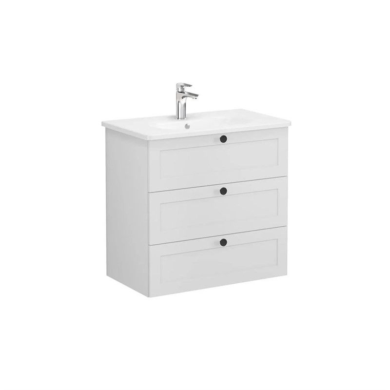 VitrA Root Classic Base cabinet with round sink and three drawers 80cm - Matte Light Gray #354038