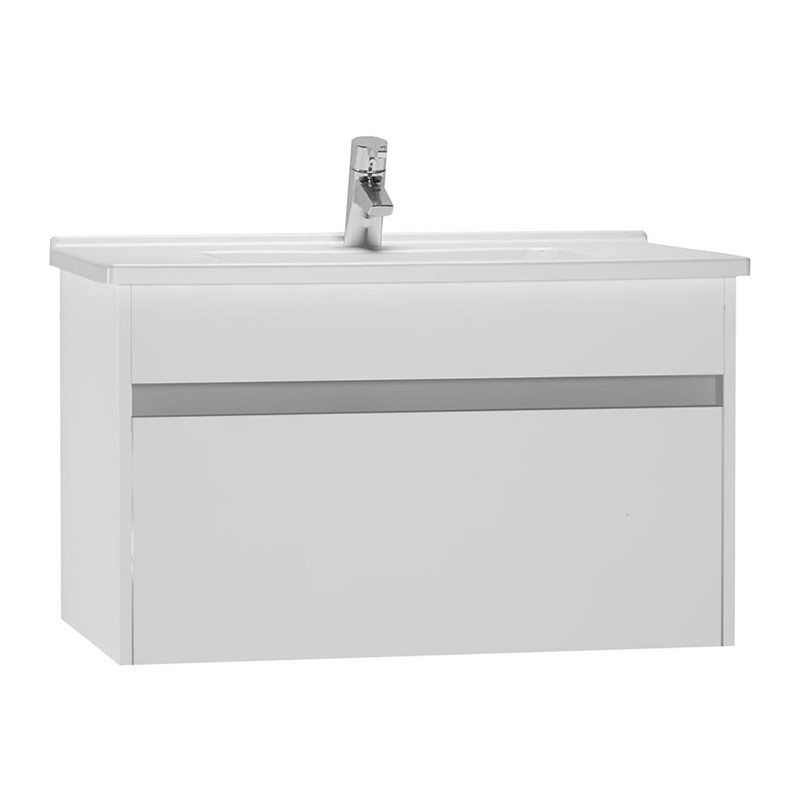 Euromart - VitrA S50+ 80 cm Parlak Beyaz Çekmeceli Lavabo Alt Dolabı