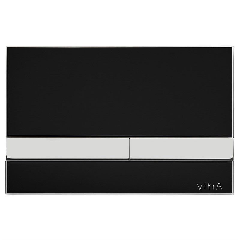 VitrA Select Glass Control Panel with Chrome Buttons - Black #340616