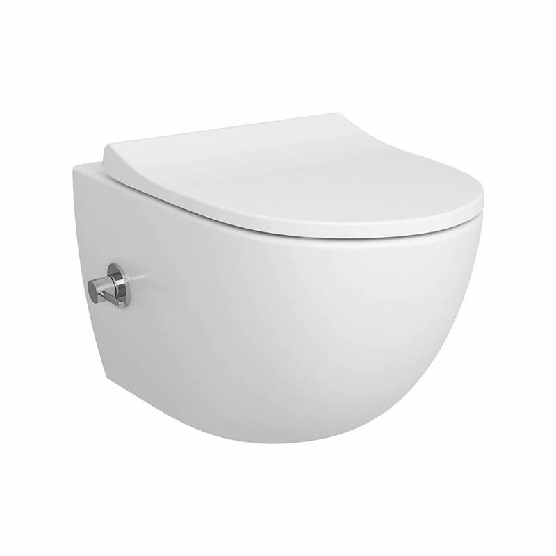VitrA Sento Rim-ex White Wall-Hung WC Pan with Integrated Bidet Faucet - White #344480