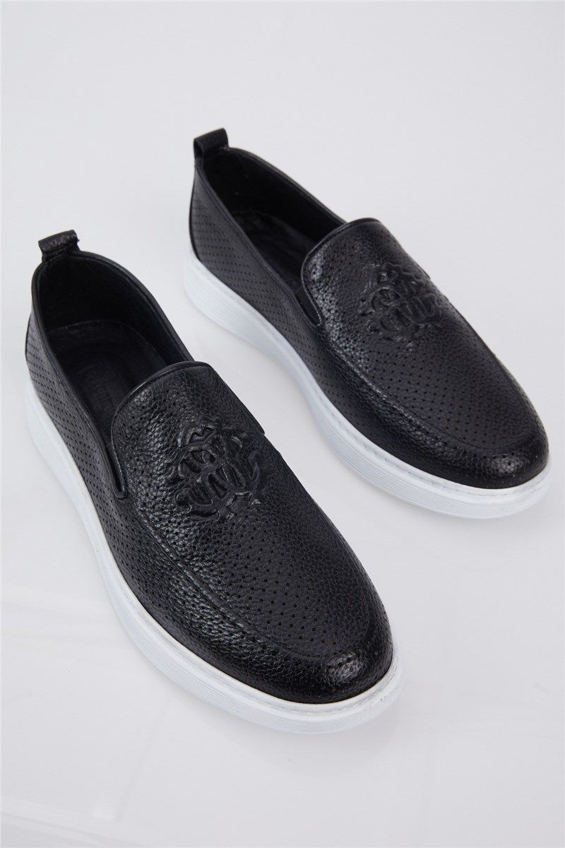 Men's genuine leather loafers - Black #401373