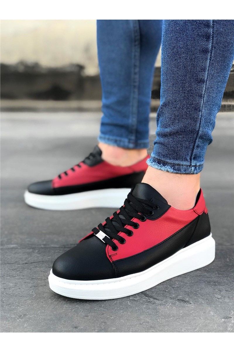 Men's casual shoes WG028 - Black with red # 317175