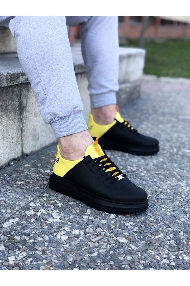 Мъжки ежедневни обувки WG030 - Черни с Жълт #330774