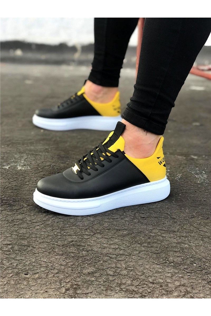 Мъжки ежедневни обувки WG030 - Черни с Жълт #330772