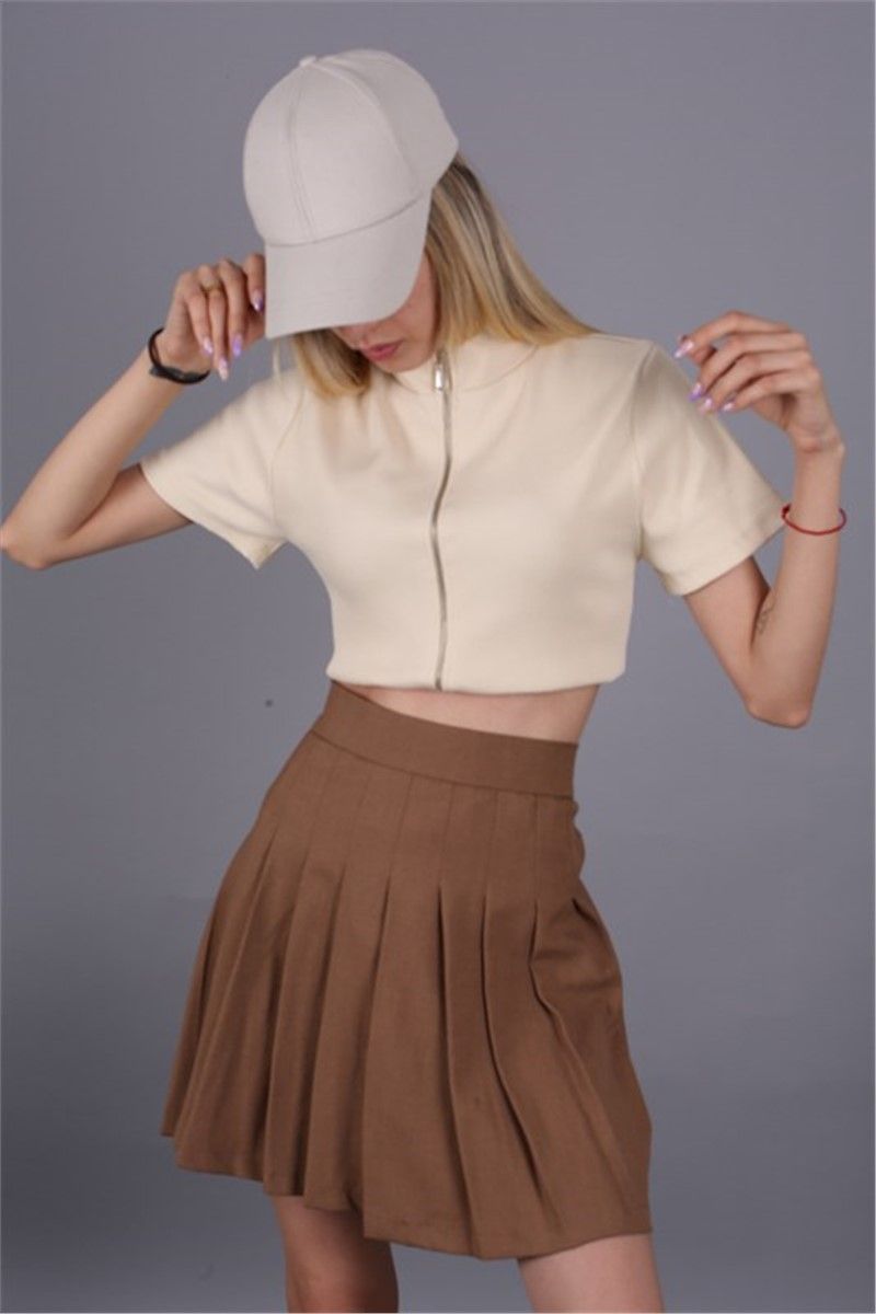Women's pleated skirt MG1484 - Brown #330510