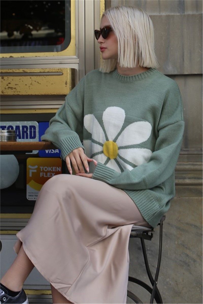 Women Designed Green Oversize Sweater MG1427 #361964