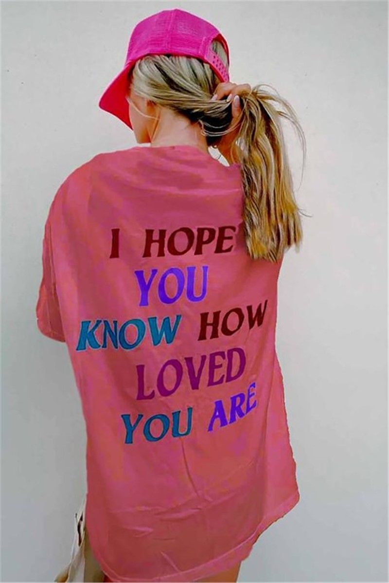 T-shirt oversize da donna - Rosa #329685