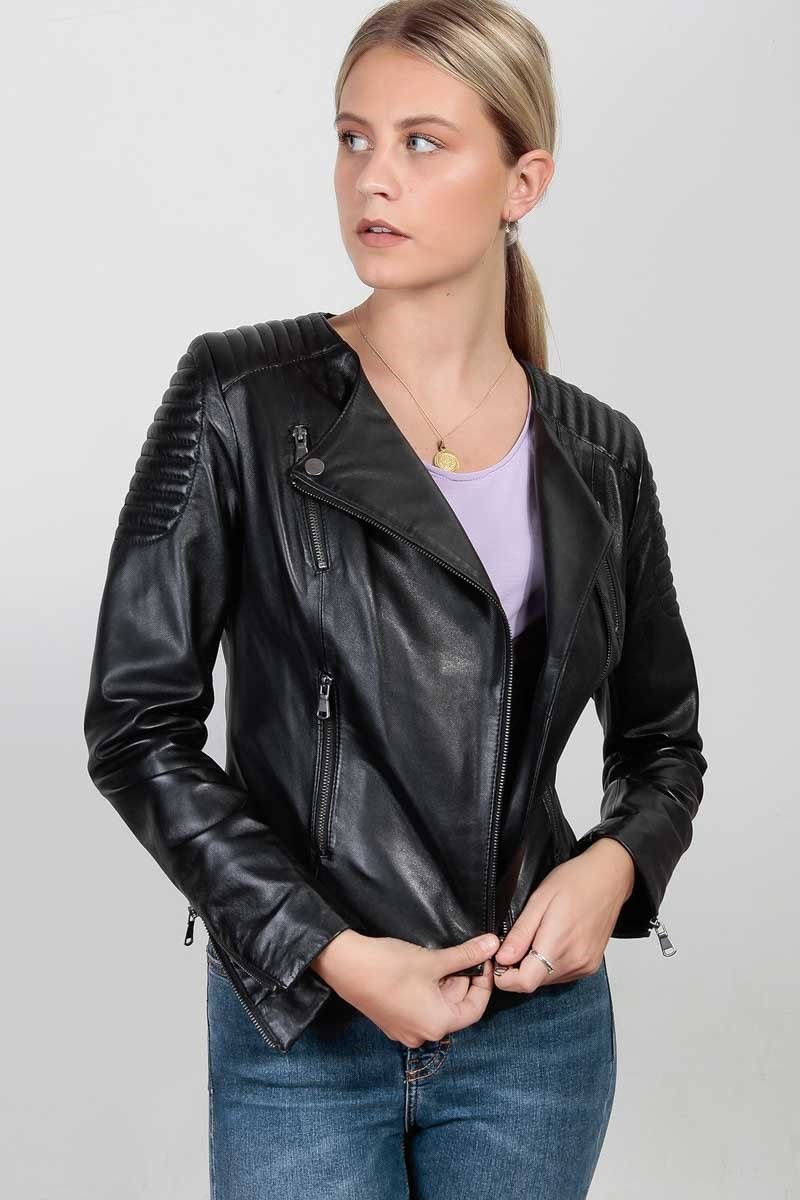 Leonardo Women's leather jacket - Black 987686 #266670