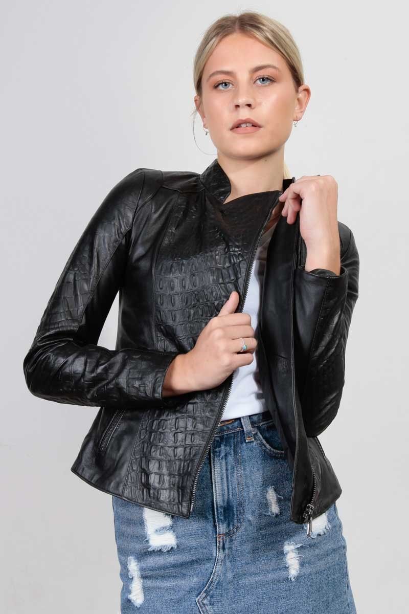 Leonardo Women's Real Leather Jacket - Black #266682