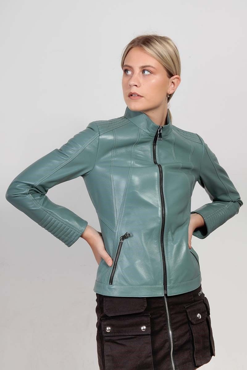 Leonardo Women's leather jacket - Green 987677 #266661