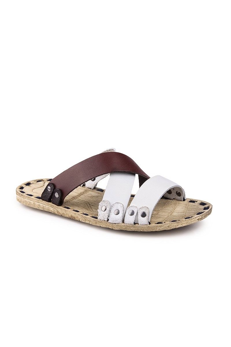 GPC Men's Leather Sandals - Brown, White #81054472