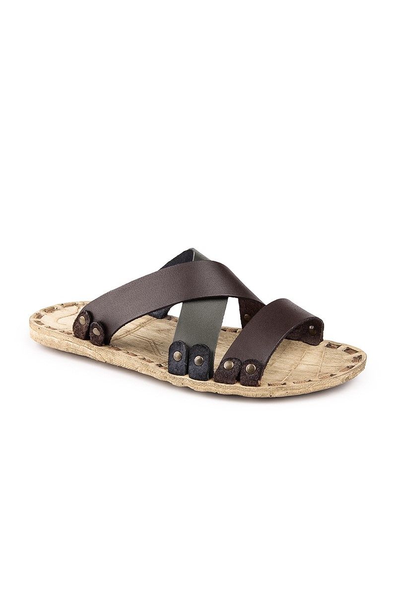 GPC Men's Leather Sandals - Brown, Khaki #81054473