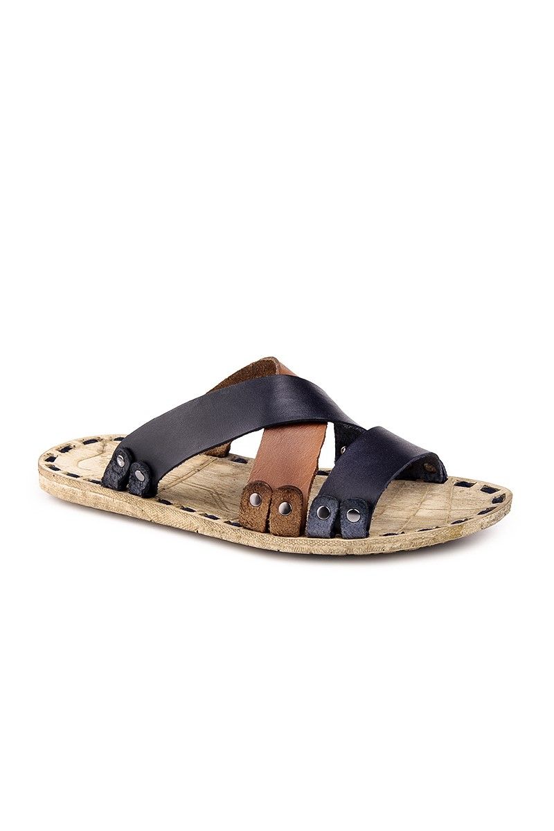 GPC Men's Leather Sandals - Brown, Navy Blue #81054474