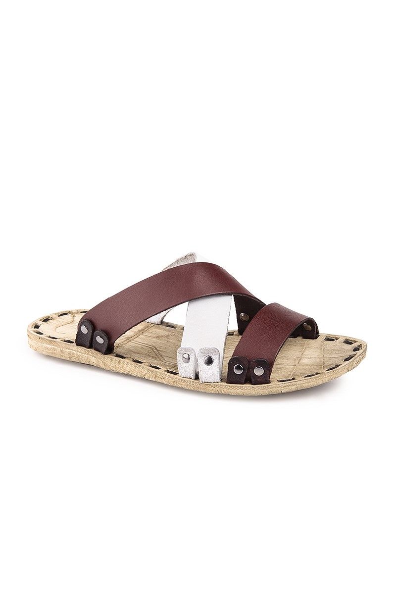 GPC Men's Leather Sandals - Brown, White #81054487