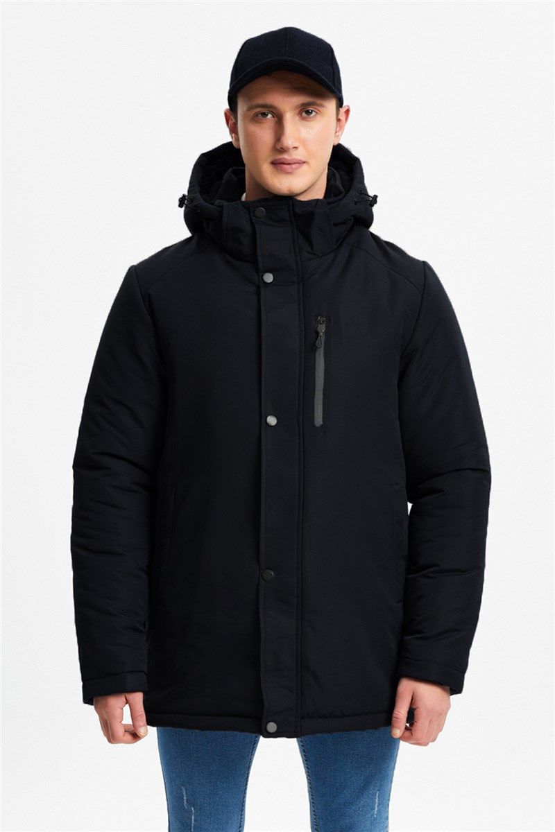Men's RCP-16 Fleece Lined Waterproof Parka Jacket With Detachable Hood - Black #408164