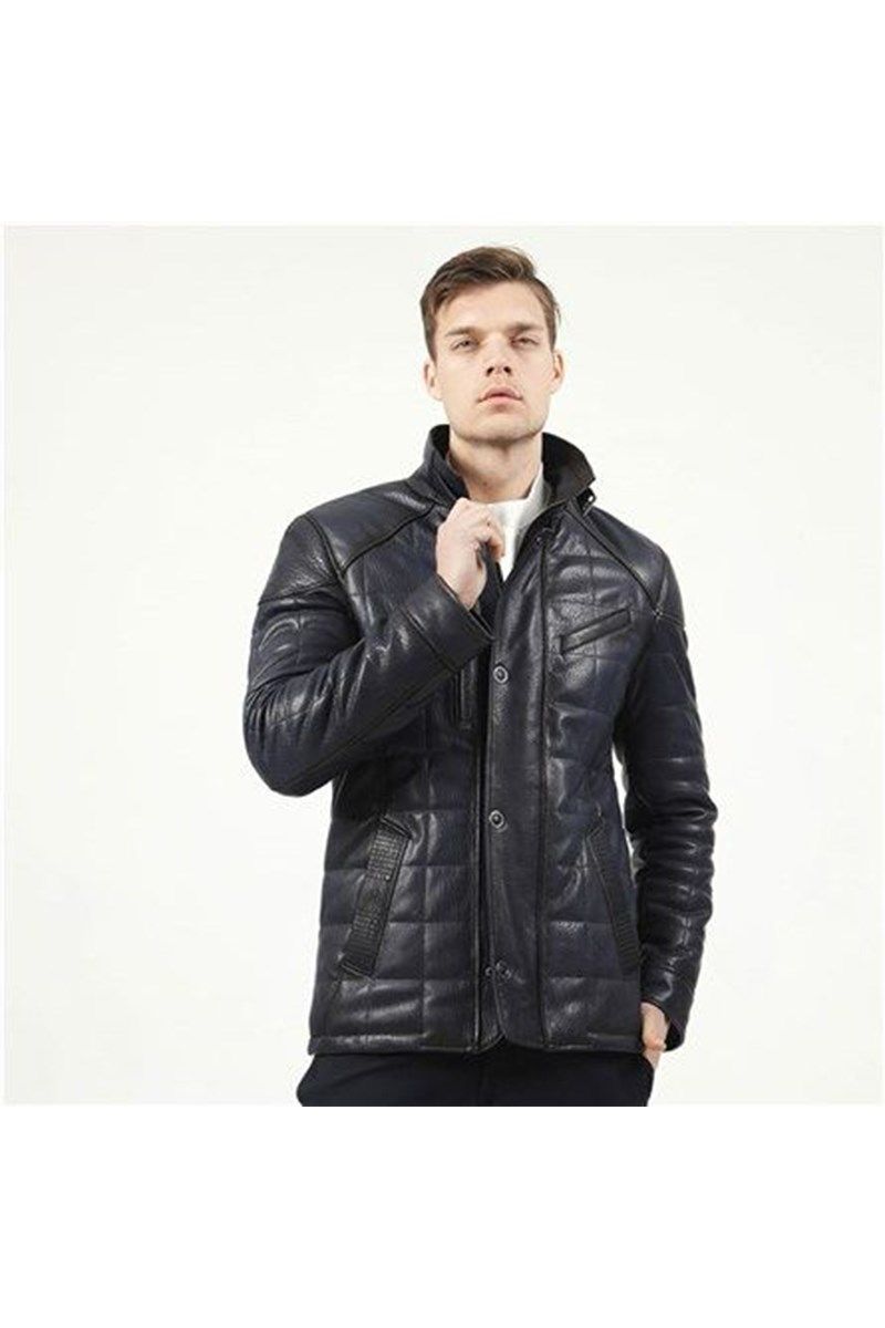 Men's leather coat E-2012 - Dark blue #321438
