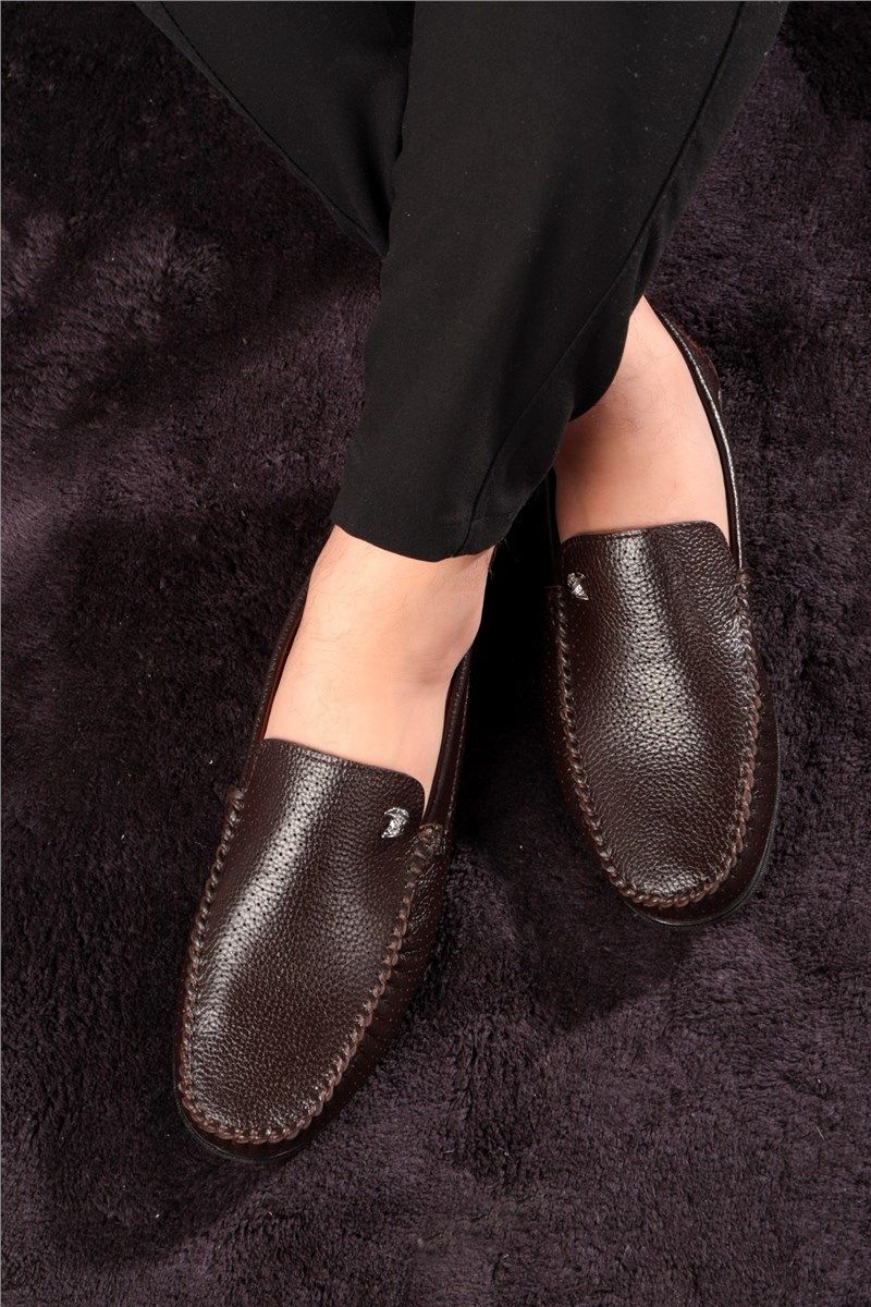 Ducavelli Men's Genuine Leather Casual Shoes - Dark Brown #385337