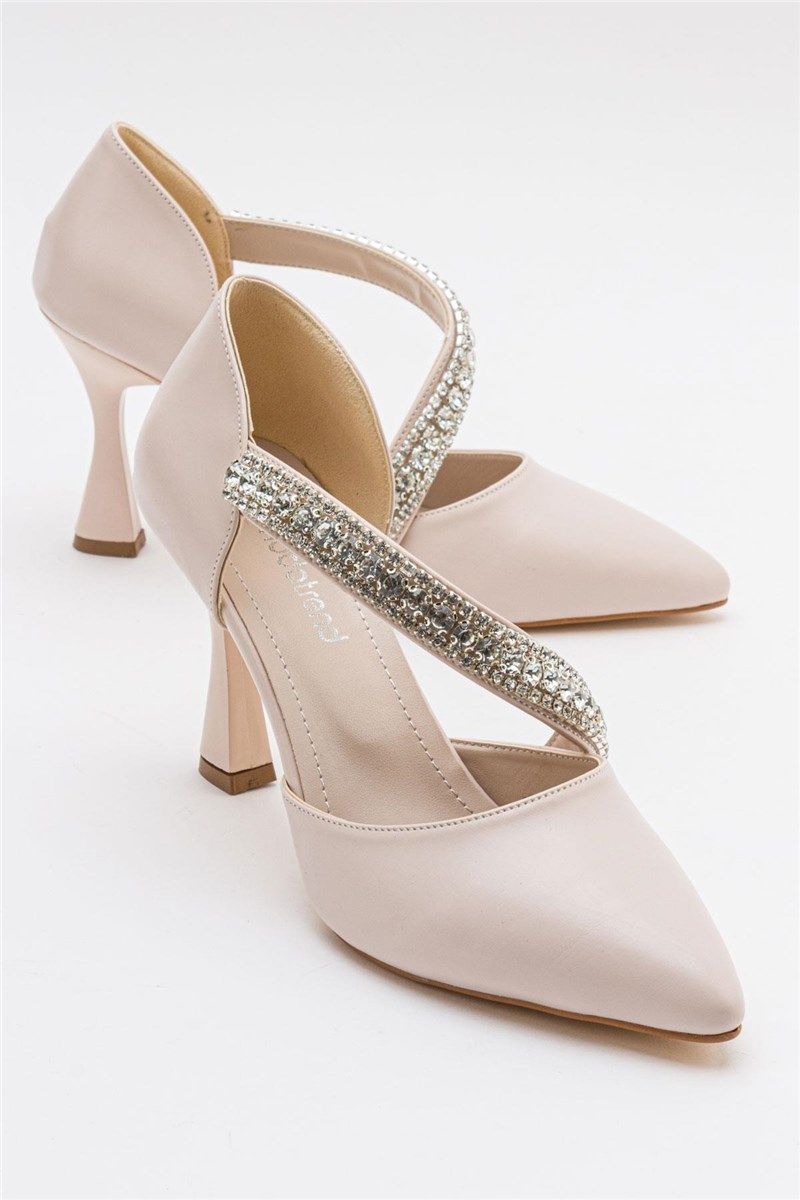 Elegantne ženske cipele na petu - bež #385456