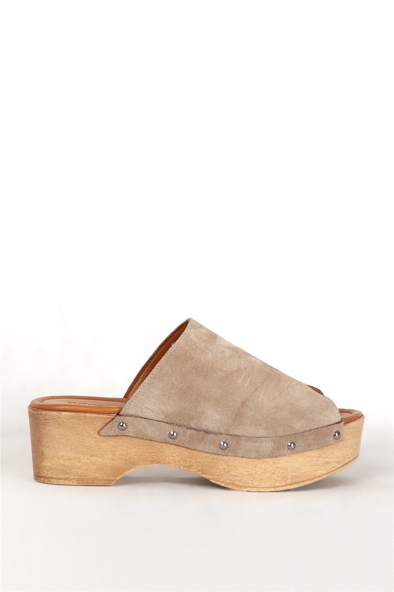 Women's Natural Suede Slippers 7659 - Mink #386413