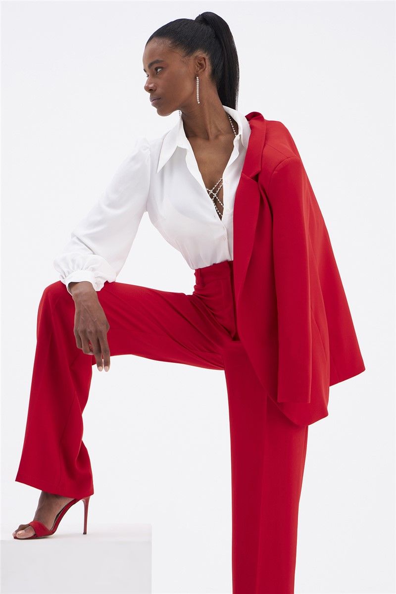 Women's Side Slit Pants - Red #332970