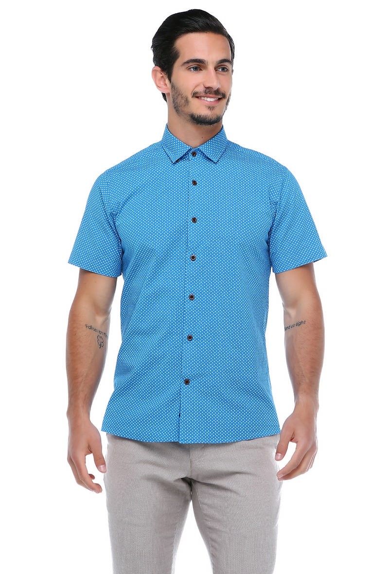 Men's Short Sleeve Shirt - Blue #269047