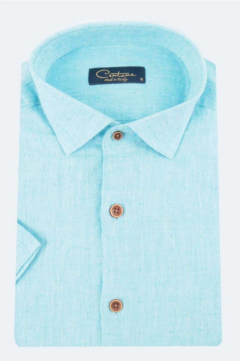 Men's Short Sleeve Shirt - Turquoise #269058