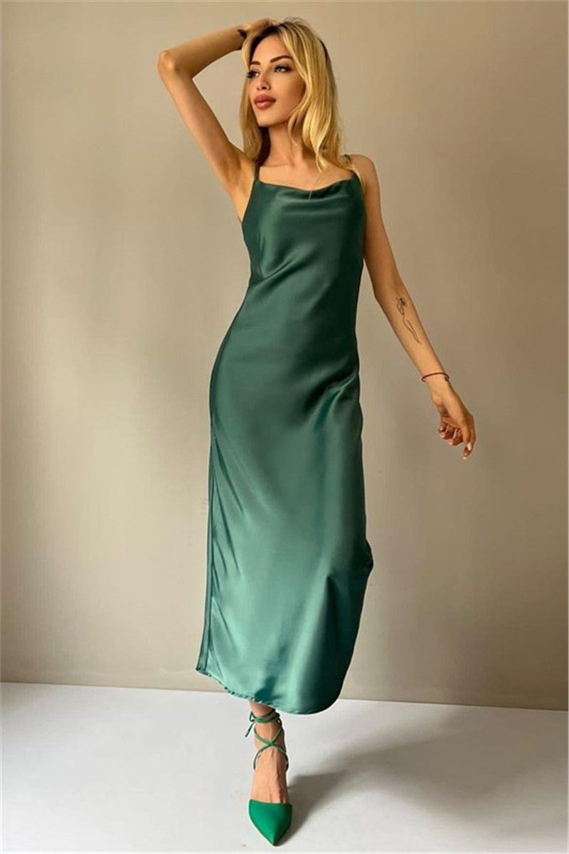 Women's Satin Dress MG1541 - Green #333090