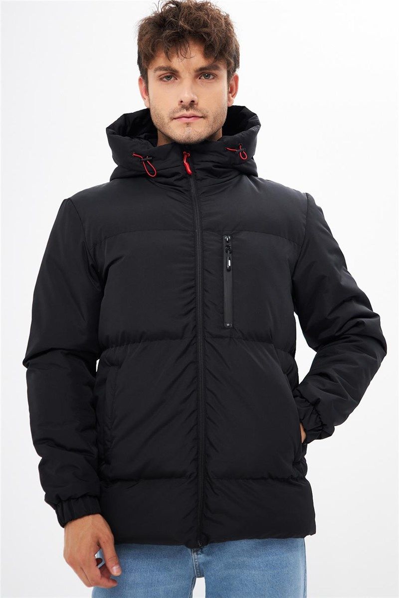 Muška vodootporna i vjetrootporna jakna s odvojivom kapuljačom QDM-400 - crna #409685
