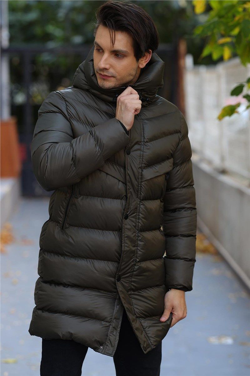 Muška vodootporna i vjetrootporna duga jakna s kapuljačom - Kaki #409085