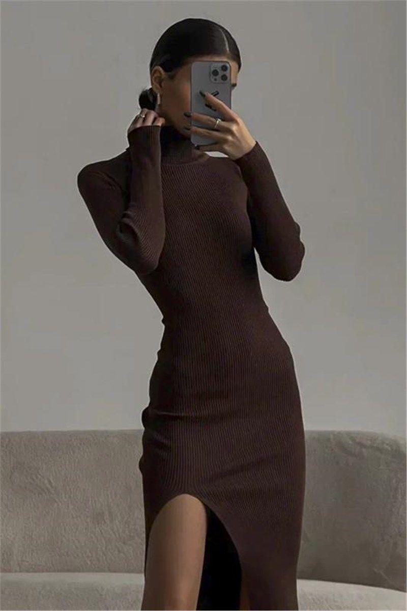 Slim Fit női ruha MG1735 - barna #394722