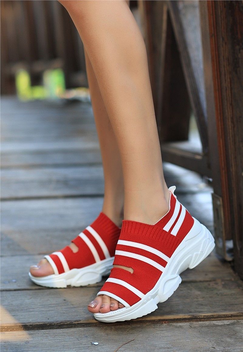Ženske sandale od tekstila - Crvene #366437