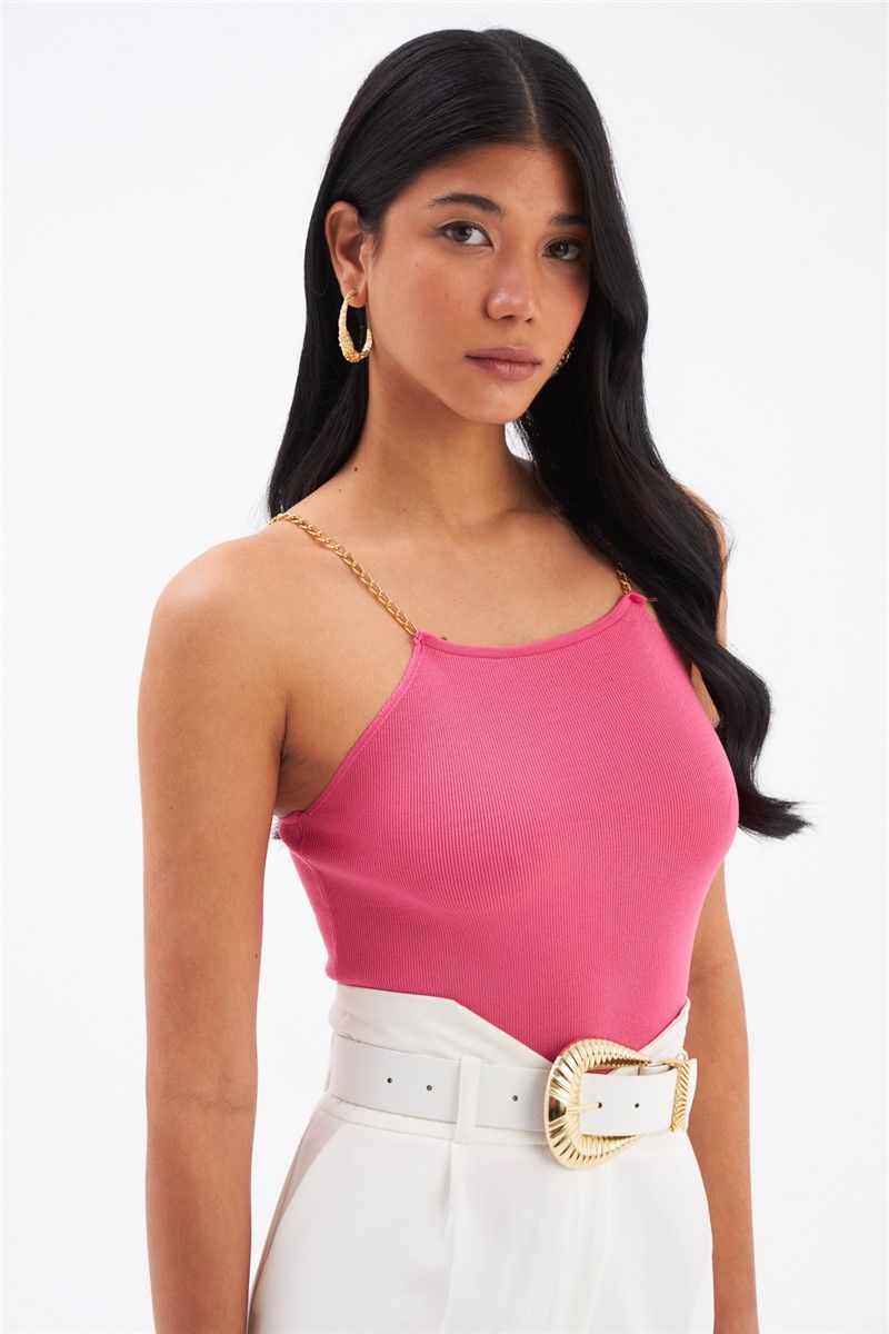 Women's knitted tank top - Bright pink #331744