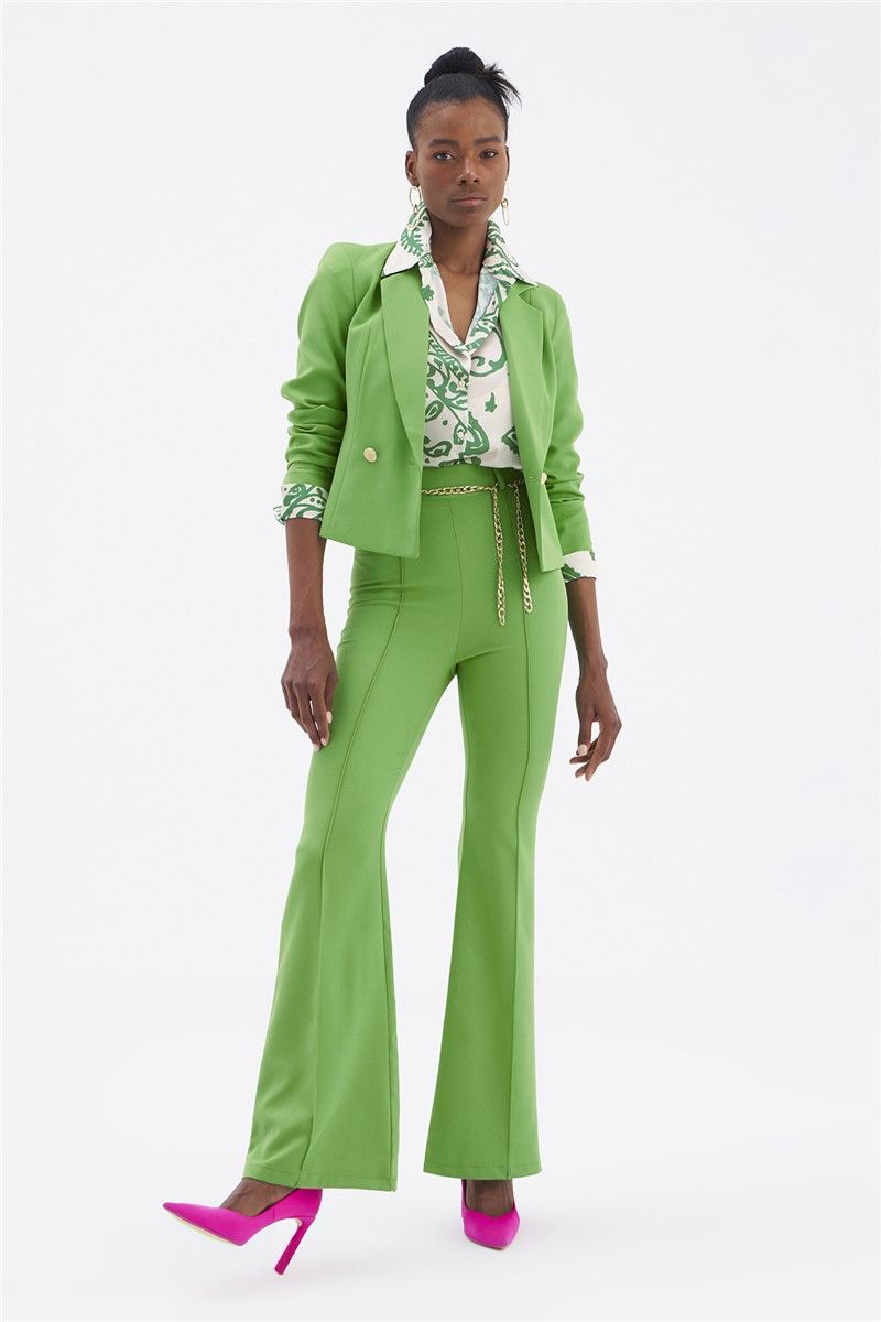 Ženske hlače visokog struka - zelene # 332935