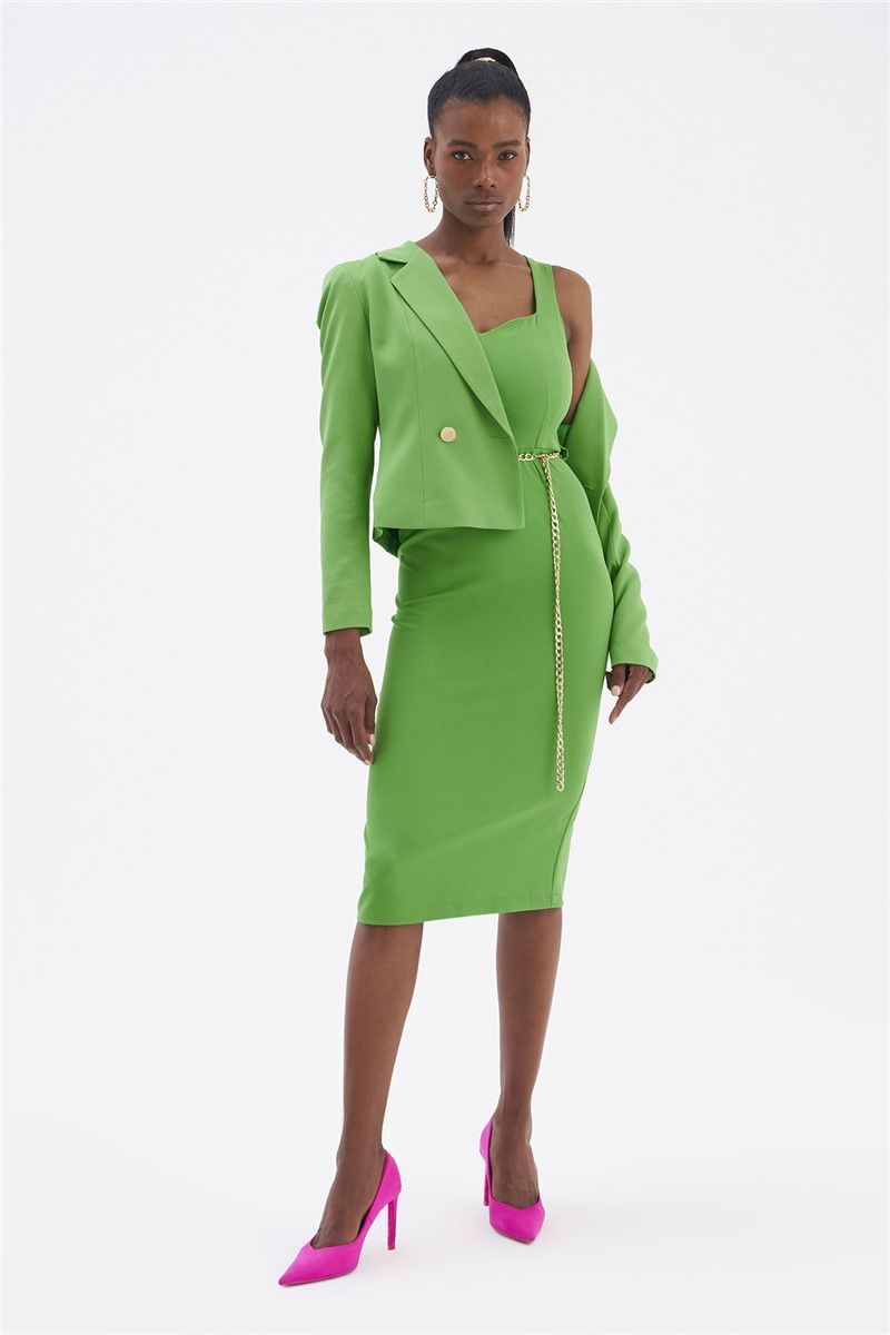 Women's Fitted Dress - Light Green #332962