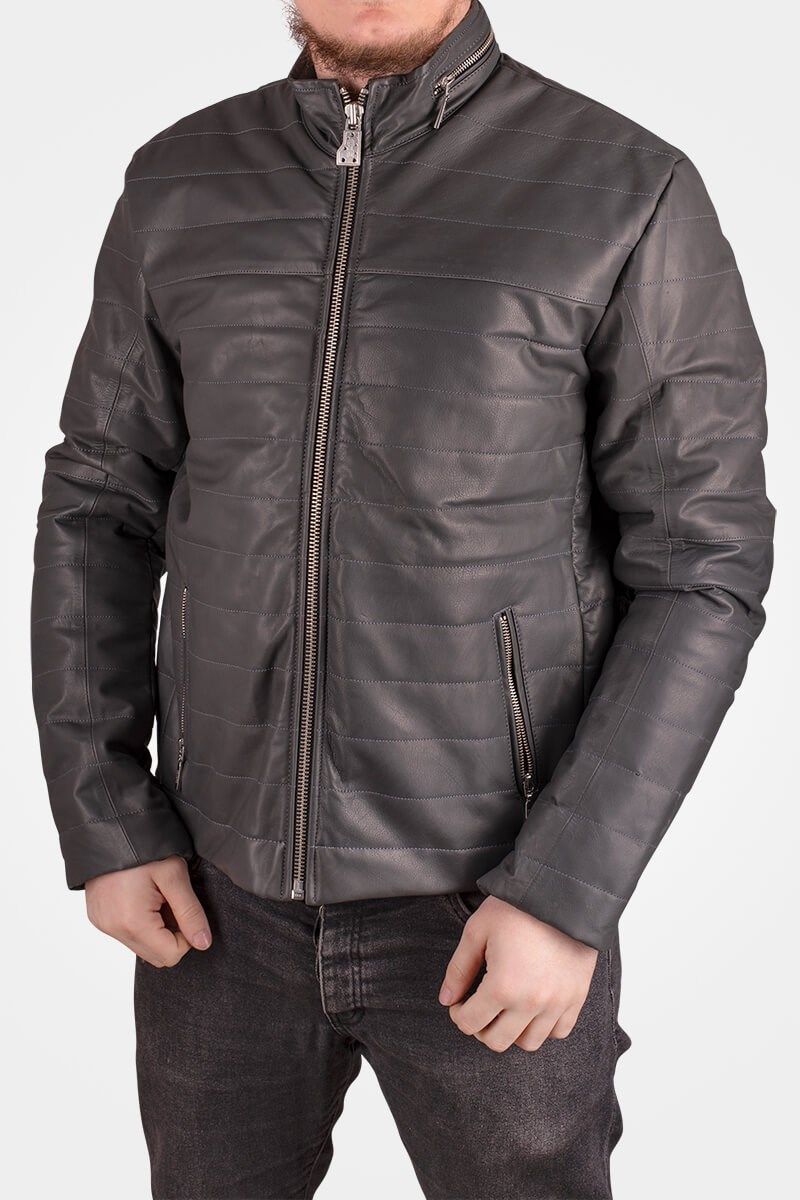 Men's leather jacket Milestone - Grey  7845370