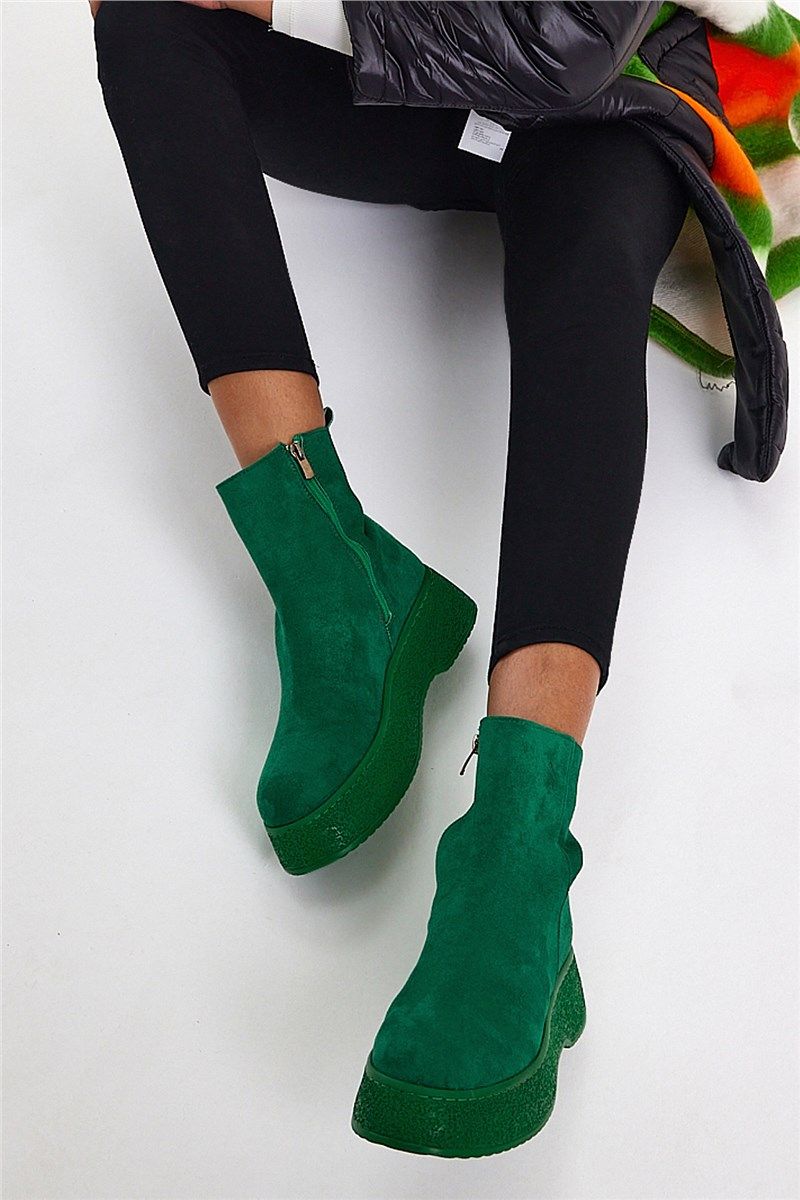 Stivali con cerniera in pelle scamosciata da donna - Verde #406838